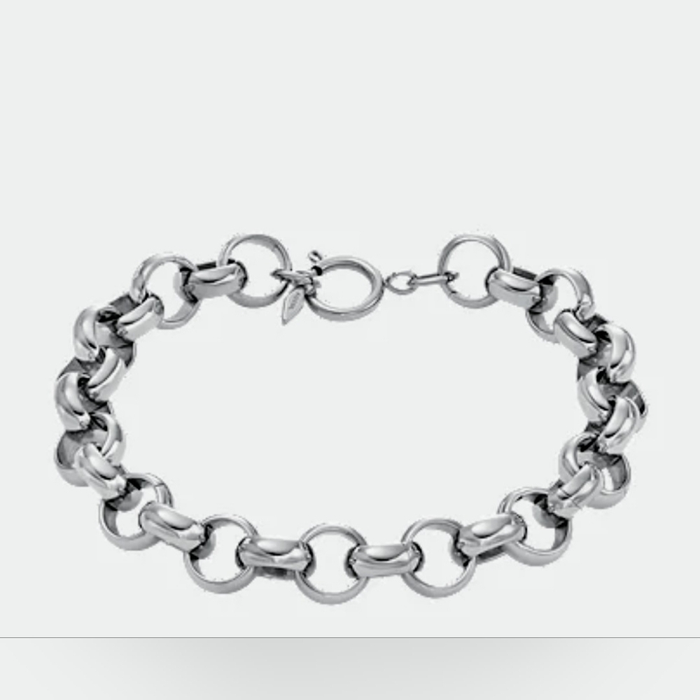 NWT FOSSIL STAINLESS STEEL BOLD LINK CHAIN BRACELET. Size: 8.5"